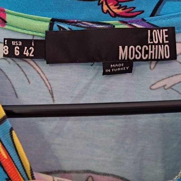 LOVE MOSCHINO Women's Alien Surf Print Short Sleeve T-shirt Dress sz 6 US - Picture 5 of 8